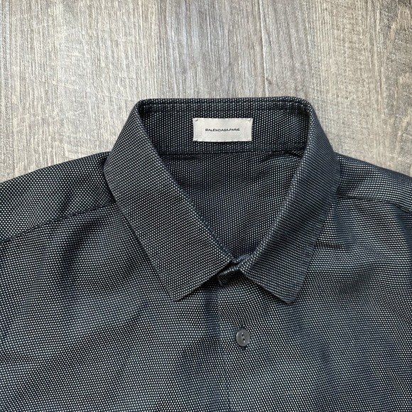 Balenciaga Shirt Black Medium 15.5 / 39 Made in Italy 100% Cotton AUTHENTIC M - Picture 4 of 9
